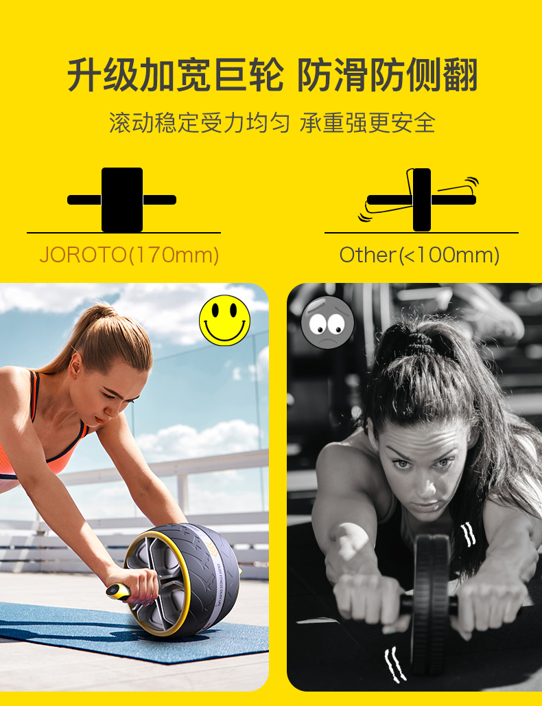 美国JOROTO品牌 健腹轮自动回弹巨伦锻炼腹肌轮训练器女收腹卷腹轮男健腹器运动健身器材 AR80(图8)